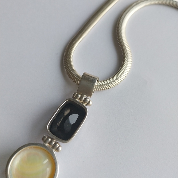 Silver  Necklace Perl Mabe & Gemstone - Picture 8 of 15